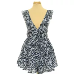 Virágmintás kék overál