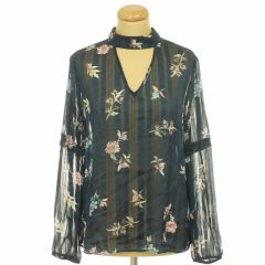 Primark virágmintás sötétkék blúz