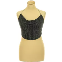 Shein ezüstcsillámos fémláncos top