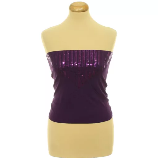 Juffrouw Ooievaar flitteres lila top