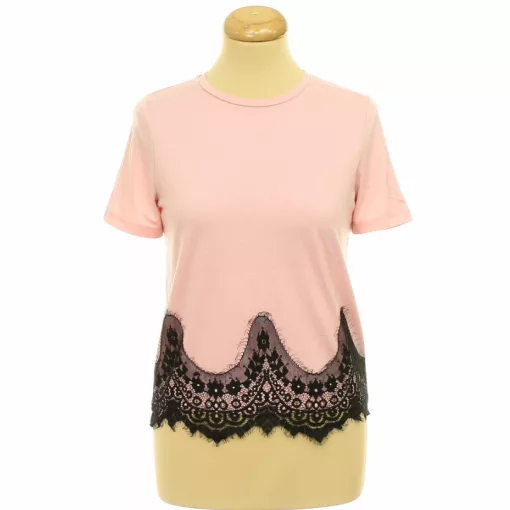 Vero Moda csipkés rózsaszín póló