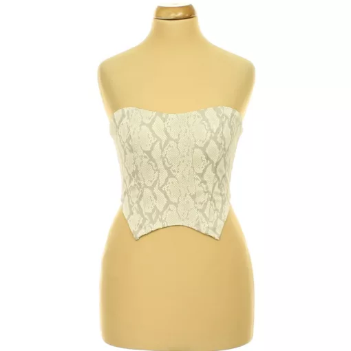 Kígyóbőr mintás műbőr corset top