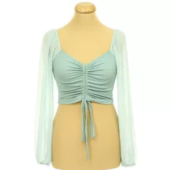 Shein muszlin ujjú ráncolt top