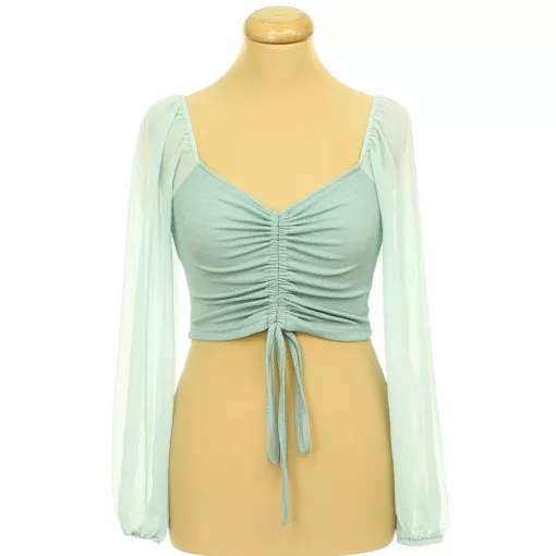 Shein muszlin ujjú ráncolt top