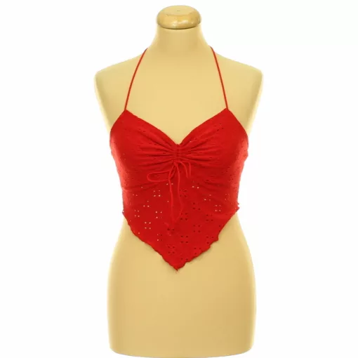 Shein piros áttört mintás top