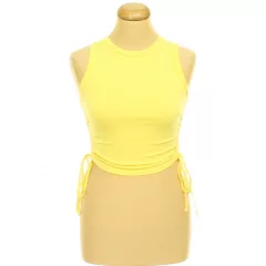 Shein ráncolt sárga top