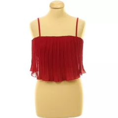 Shein pliszírozott bordó top