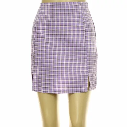 Shein kockás lila szoknya