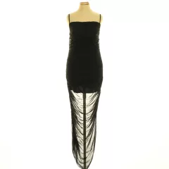 Femme Luxe ráncolt fekete necc ruha