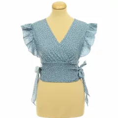 Shein pöttyös kék top