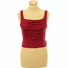 Meggypiros ráncolt top