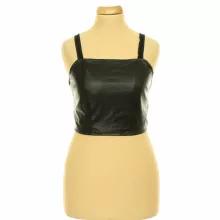 Shein fekete műbőr top