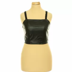 Shein fekete műbőr top