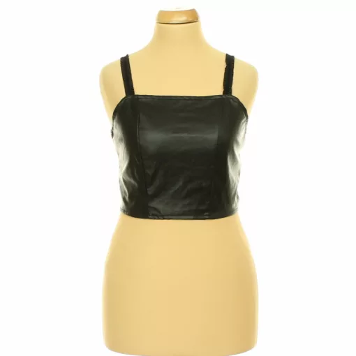 Shein fekete műbőr top