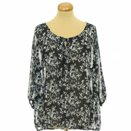 Janina virágmintás sötétkék blúz