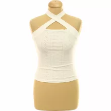 Shein fehér áttört mintás top
