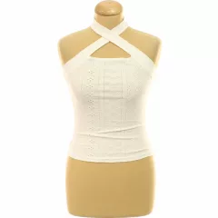 Shein fehér áttört mintás top