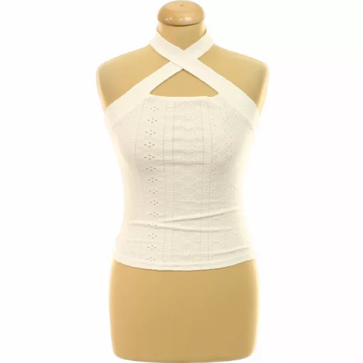 Shein fehér áttört mintás top