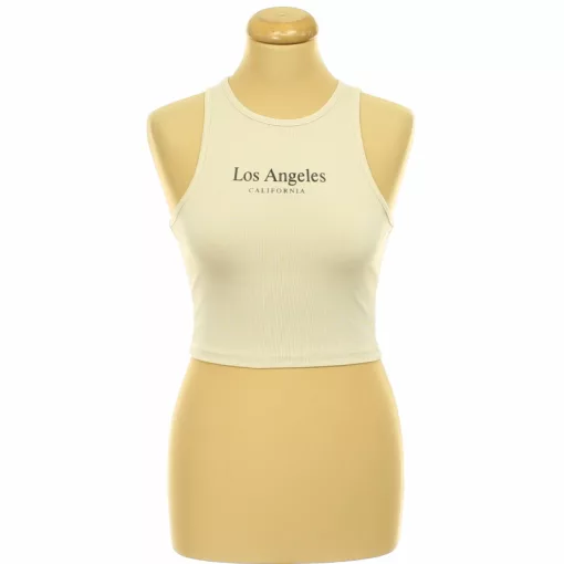 Shein feliratos bézs top