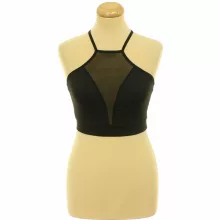 Shein neccbetétes fekete top