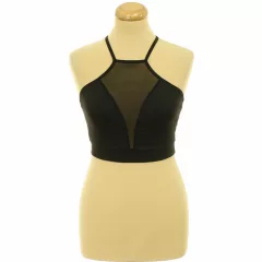 Shein neccbetétes fekete top