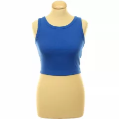 Kék bordázott elasztikus top