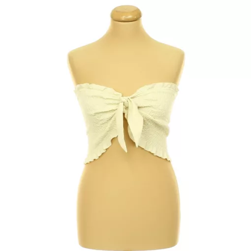 Shein gumírozott bézs top
