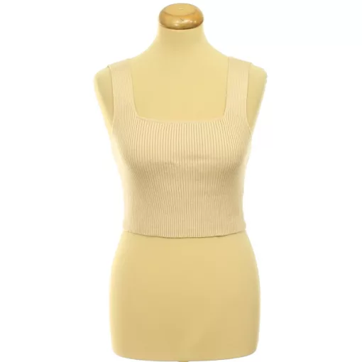 Shein testszínű bordáskötött top