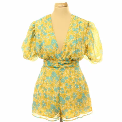 NastyGal virágmintás-aranyszál csíkos overál