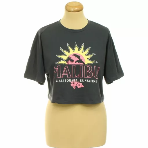 Primark mintás szürke crop póló