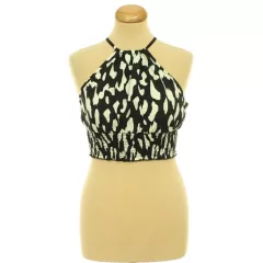 Shein mintás gumírozott top