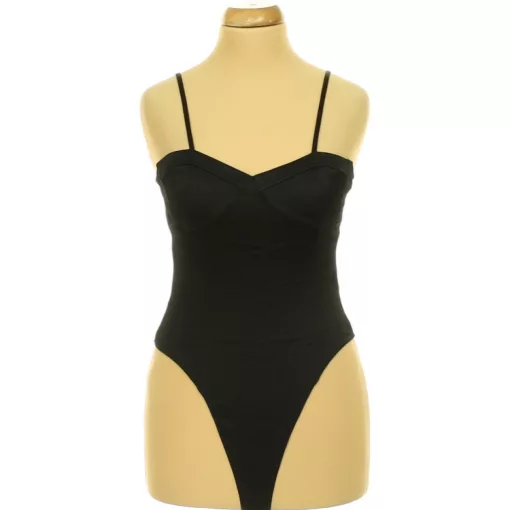 Primark fekete elasztikus szatén body