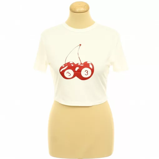 Shein mintás fehér crop póló