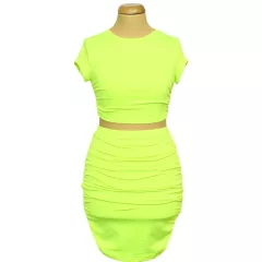 Shein neonzöld top-szoknya szett