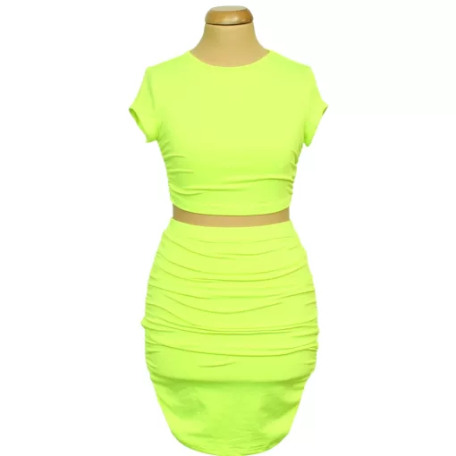 Shein neonzöld top-szoknya szett