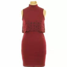 Boohoo bordó áttört mintás ruha