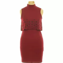 Boohoo bordó áttört mintás ruha