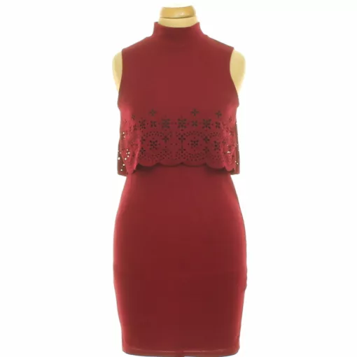 Boohoo bordó áttört mintás ruha