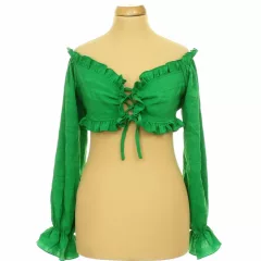 Shein zöld fodros top