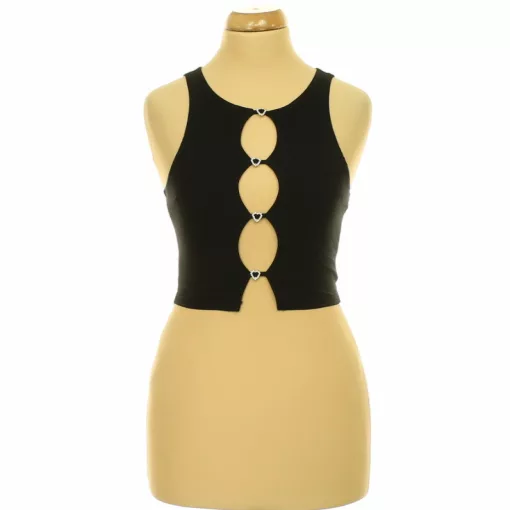 Divided strasszos fekete sztreccs top