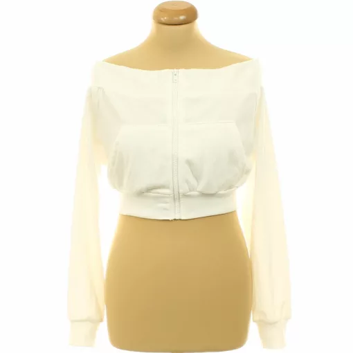 Shein nyitott vállú kenguruzsebes crop pulóver