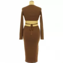 Femme Luxe barna bordáskötött ruha