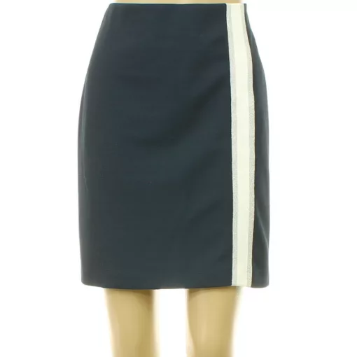 Mangoon ezüstcsillámos csíkos sötétkék szoknya