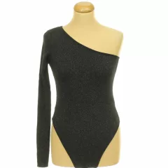 Primark ezüstcsillámos félvállas kötött body