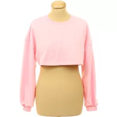 Shein rózsaszín crop pulóver