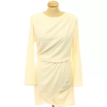 H&M krémszínű ráncolt ruha