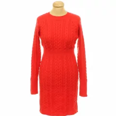 Shein csavartmintás piros kötött ruha