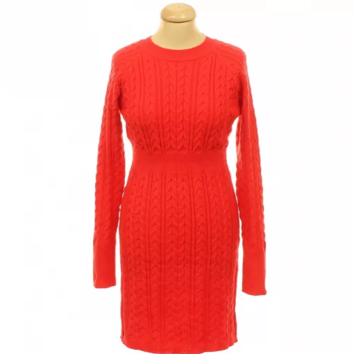 Shein csavartmintás piros kötött ruha
