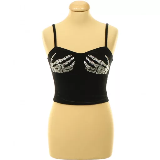 Shein strasszköves Halloween-i bársony top