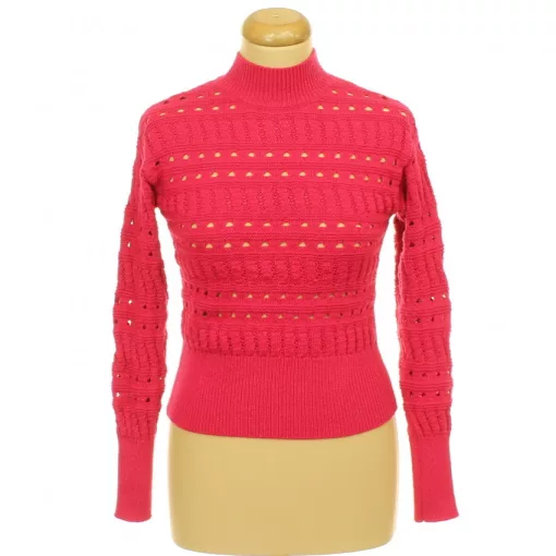 River Island pink lyukacsos kötésű pulóver